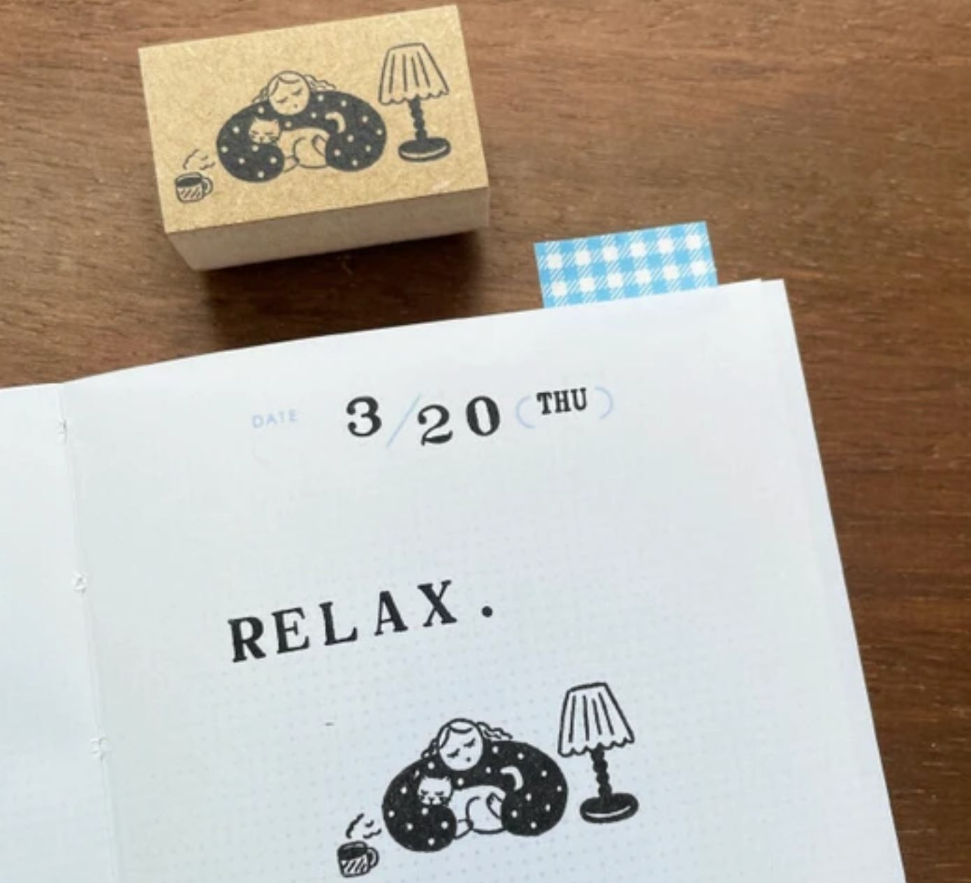 Stamp Marche Rubber Stamp - Coffee and Cat