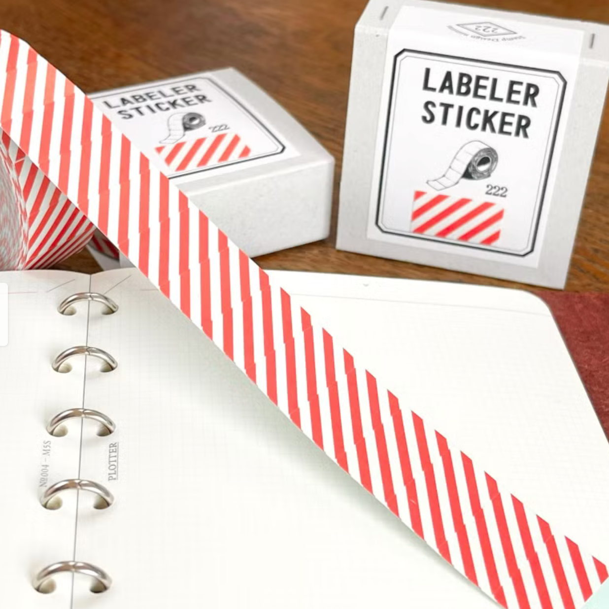 222 Label Stickers - Red Stripe