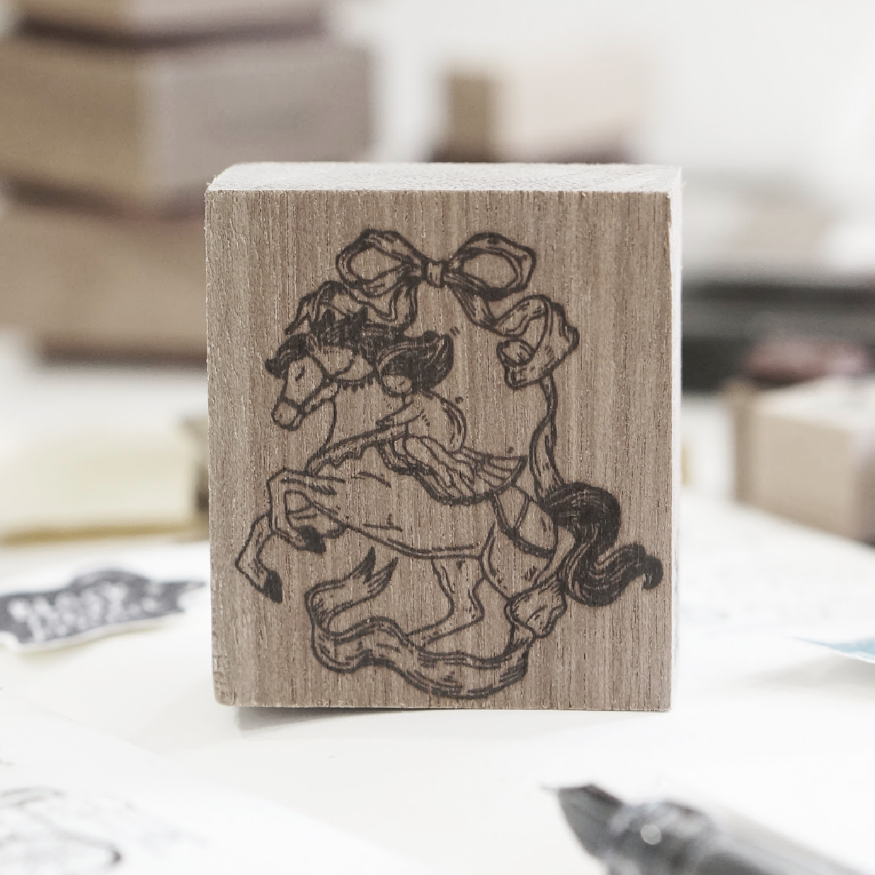 Black Milk Traveling Stationer Rubber Stamp - Horseback