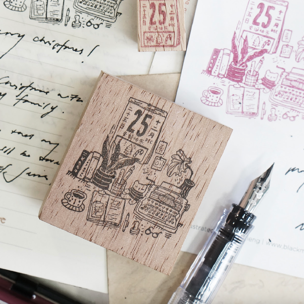 Black Milk Traveling Stationer Rubber Stamp - Pages in December Desk