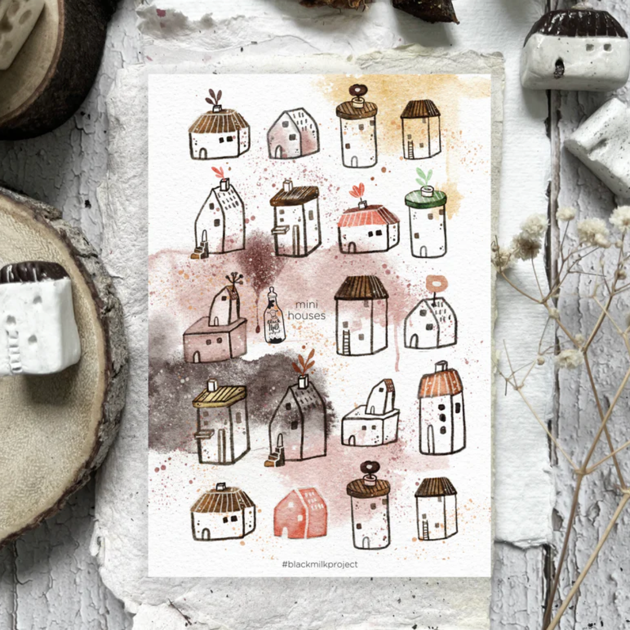 Black Milk Project Paper Sticker Sheet - Mini Houses