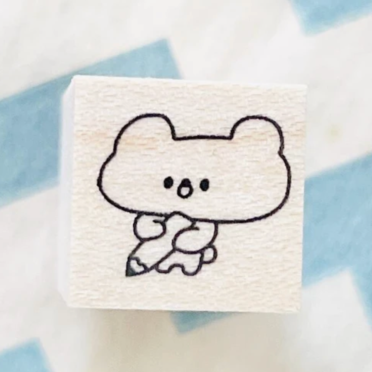 Ikhanko Mini Rubber Stamp - Bear Pencil