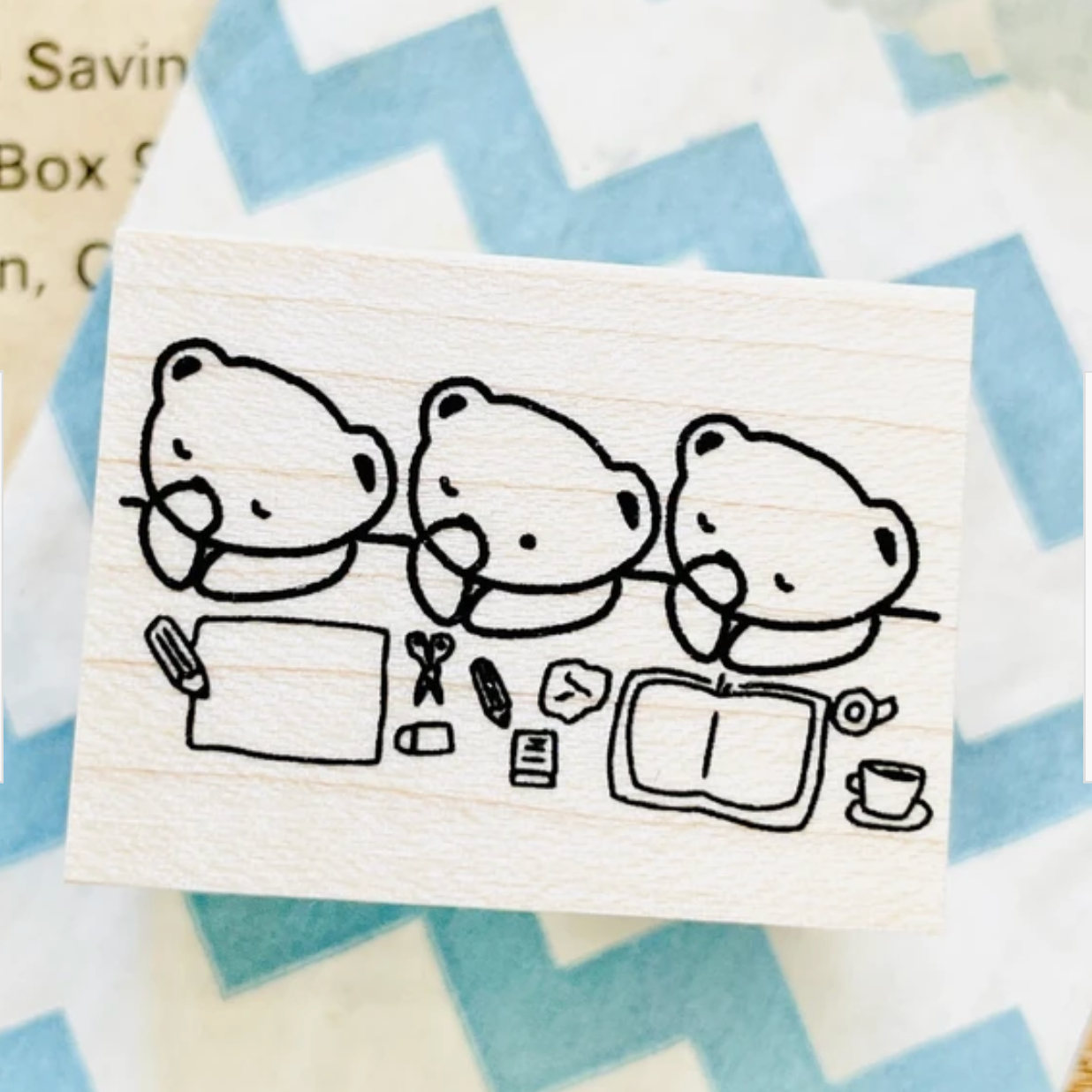 Ikhanko Rubber Stamp - Bears at the Desk