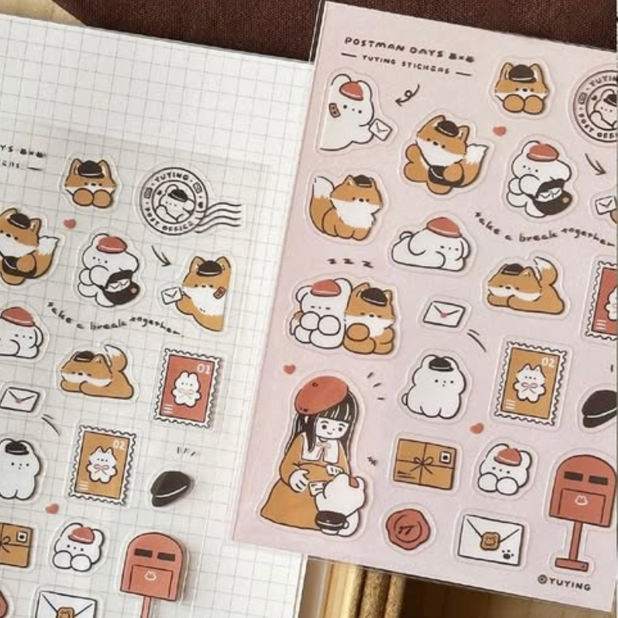 YuYing Illustration Clear Sticker Sheet with Postcard - Postman Days