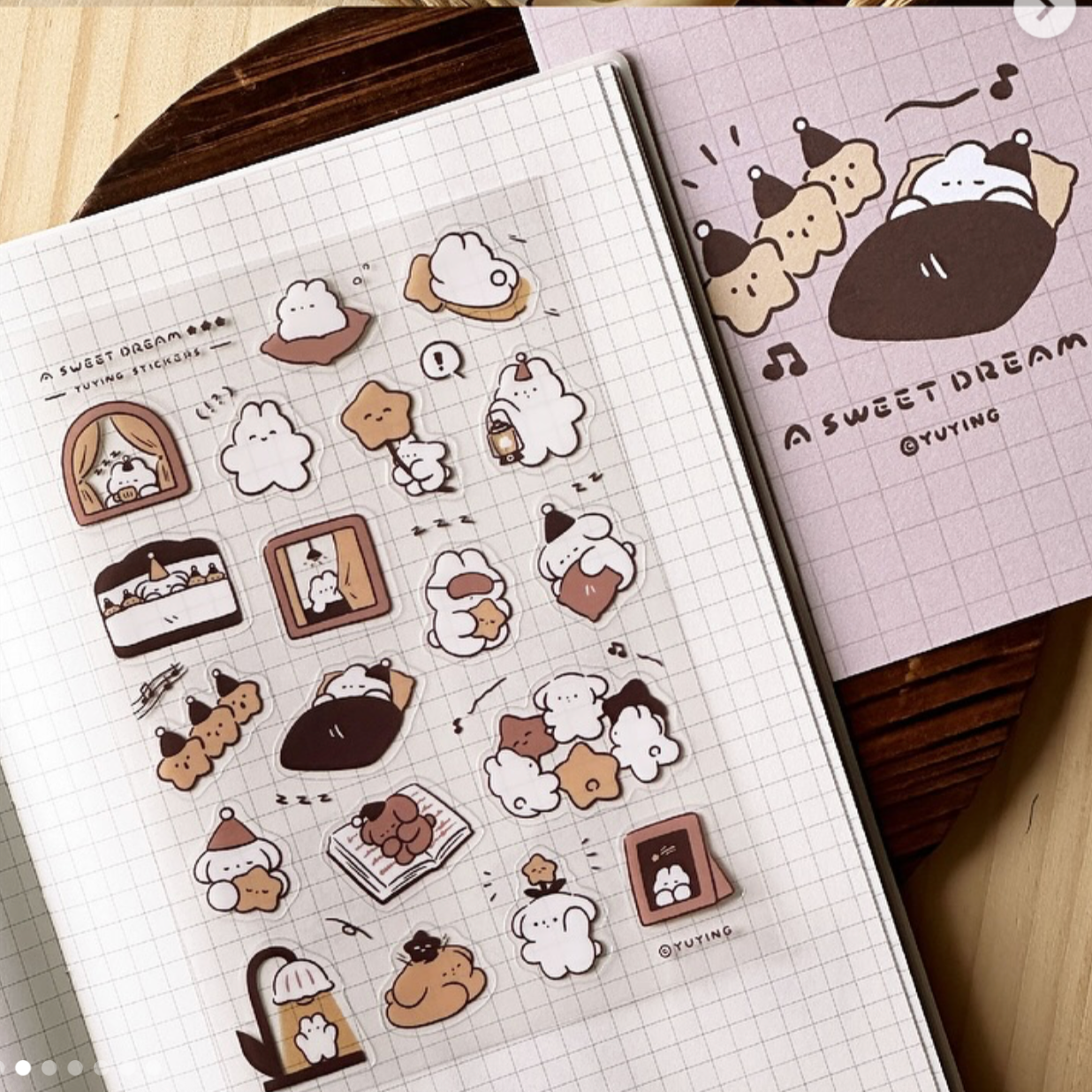 YuYing Illustration Clear Sticker Sheet with Postcard - A Sweet Dream