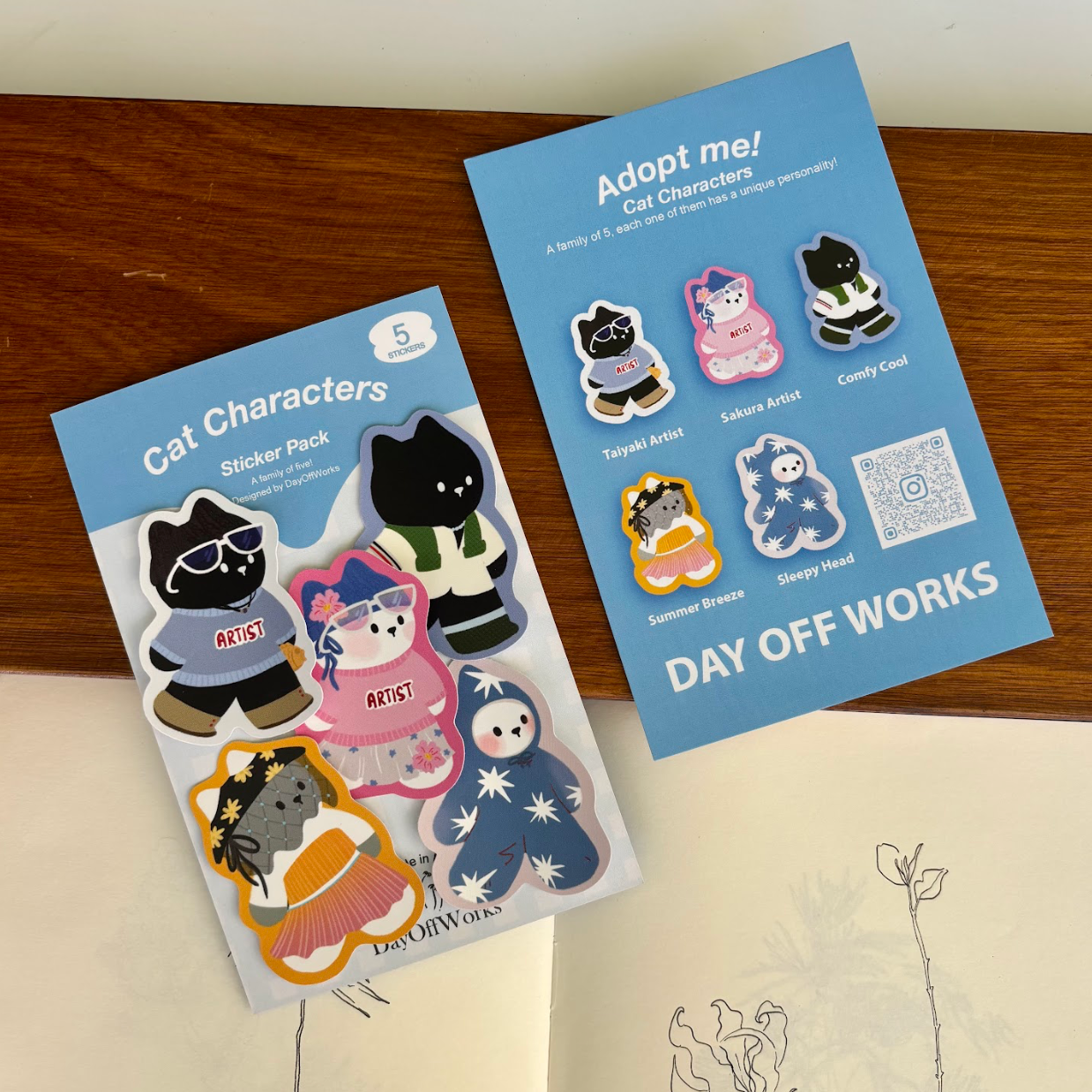 Day off Works Vinyl Sticker Pack - Cat Characters