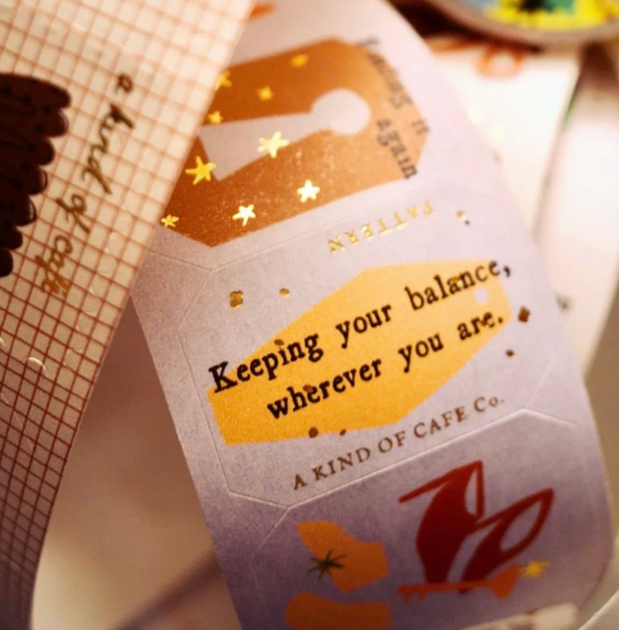 a kind of Cafe Gold Foil Stamp Sticker Roll - Travel Around