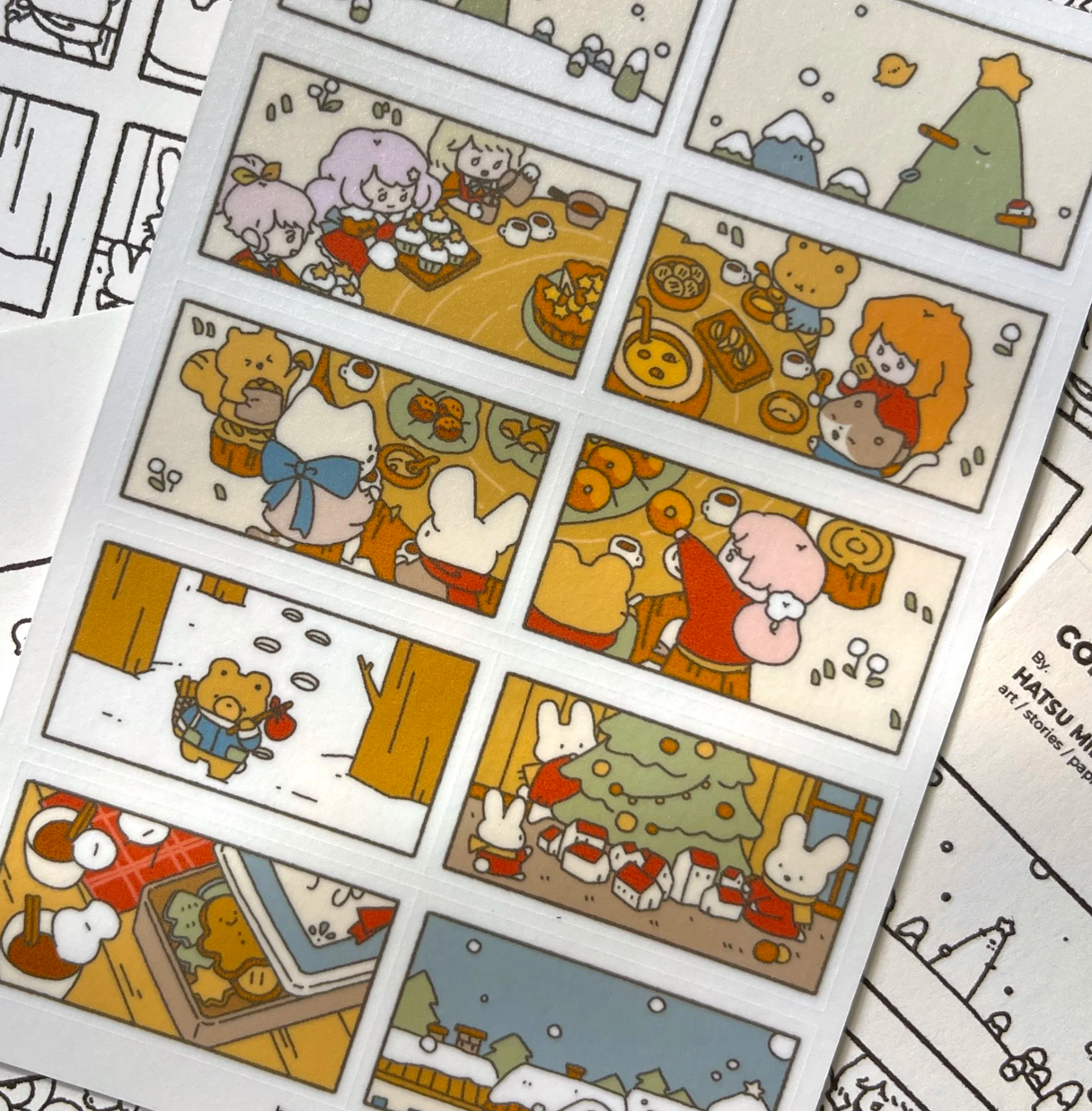 Hatsu Midori Washi Sticker Sheet - Corners in Winter
