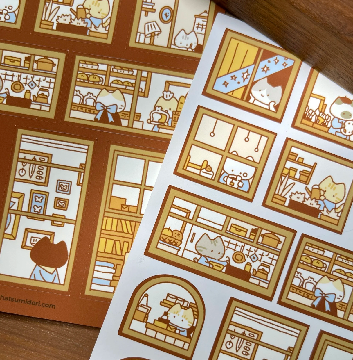 Hatsu Midori Washi Sticker Sheet - Cat Neighbors