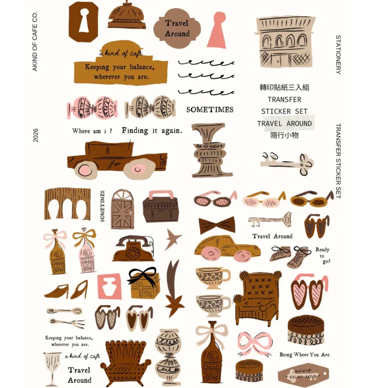 a kind of cafe Transfer Sticker Set - Travel Around