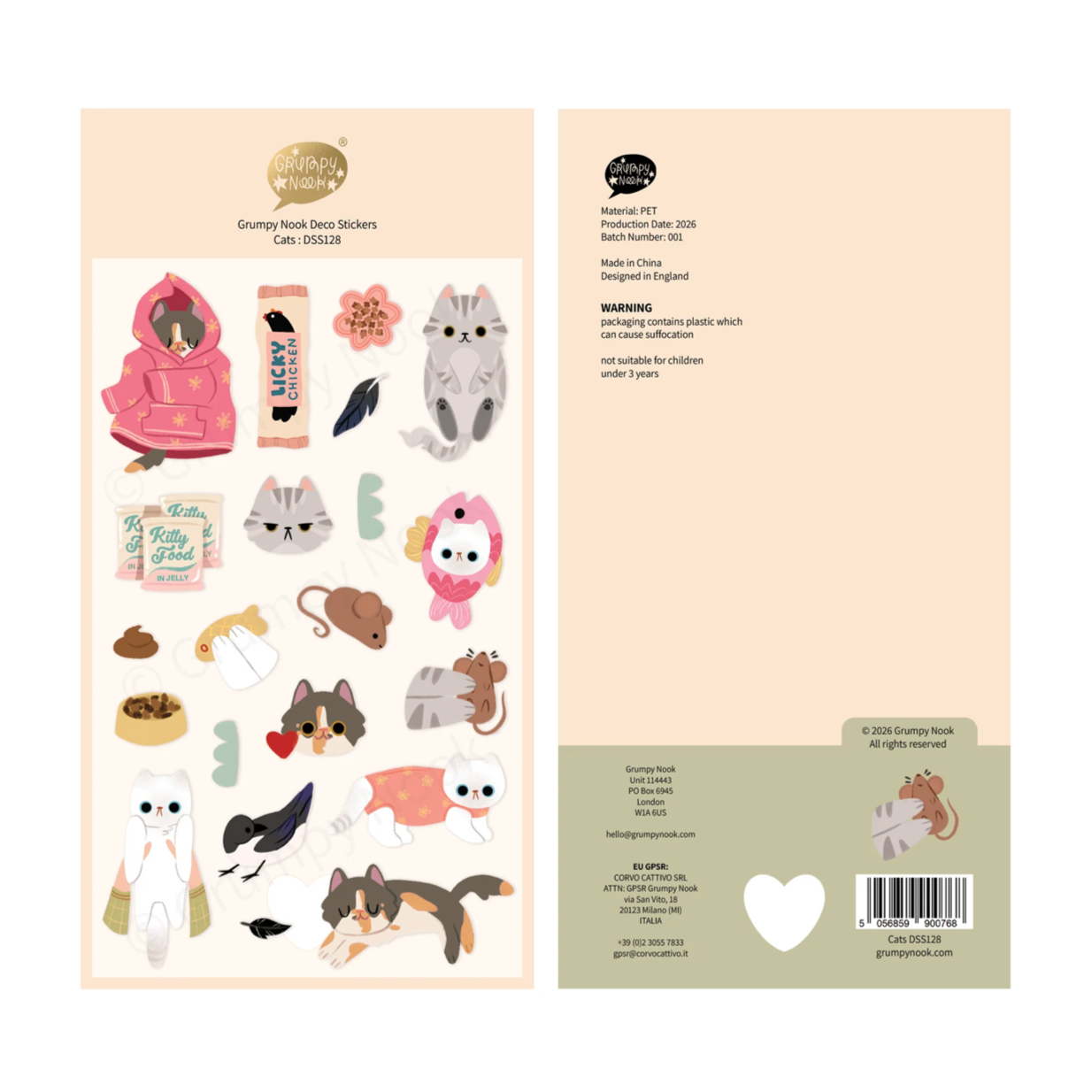 Grumpy Nook Deco Sticker Sheet - Cats