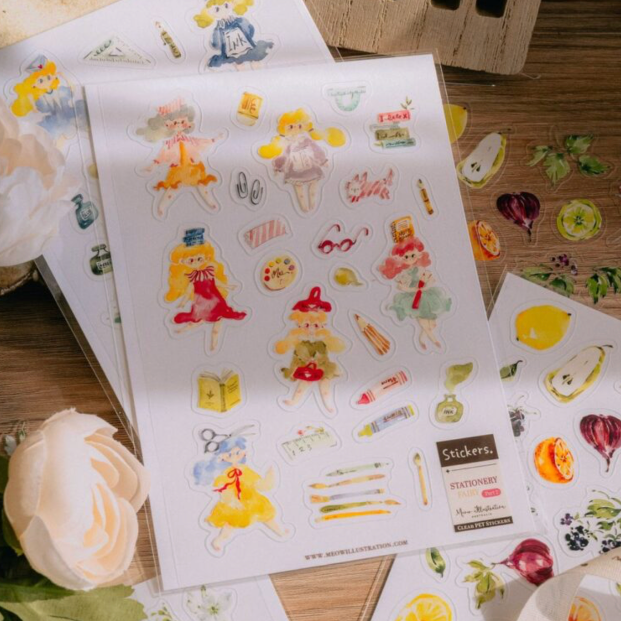 Meow Illustration Clear PET Sticker Sheet - Stationery Fairy 2