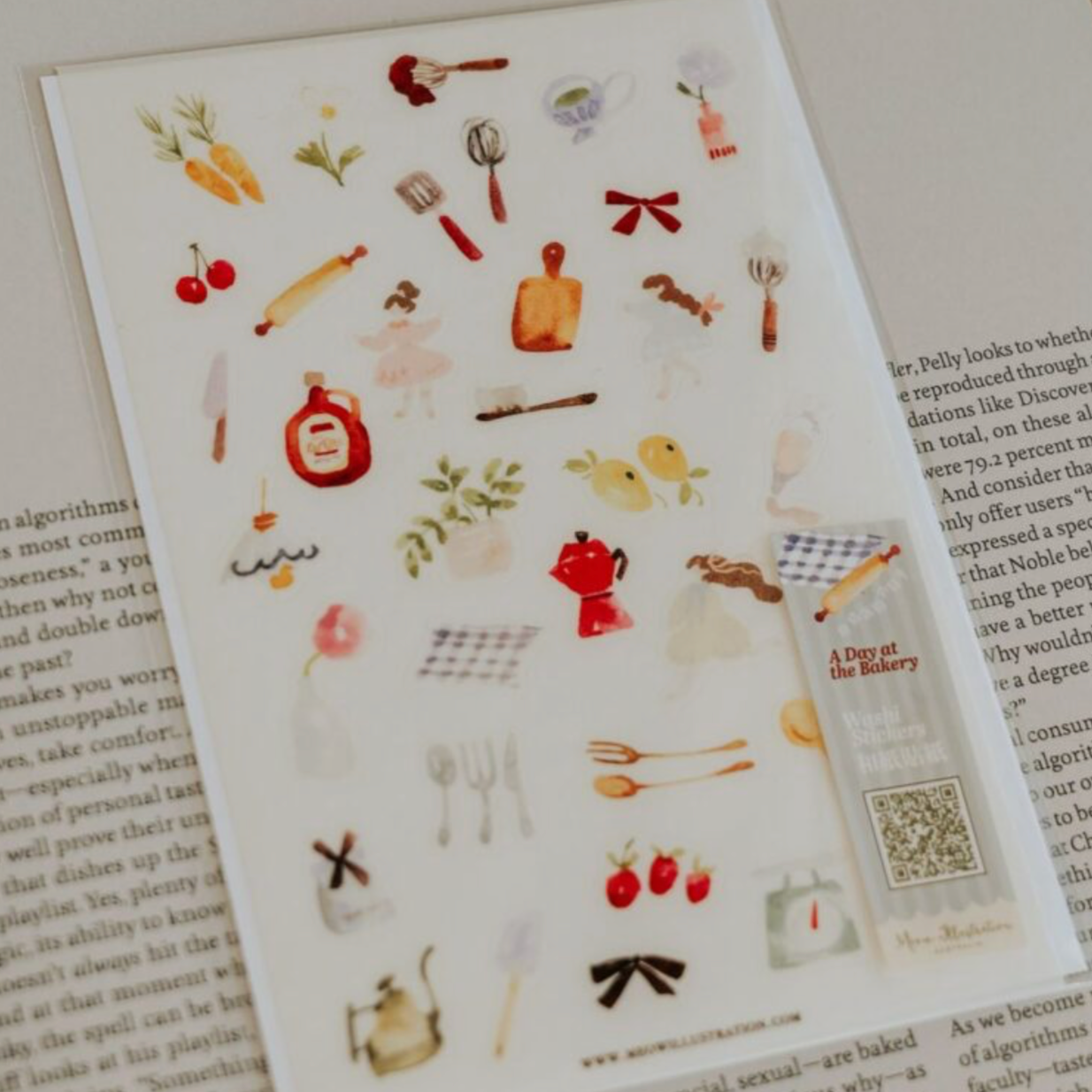 Meow Illustration Washi Sticker Sheet - A Day at the Bakery