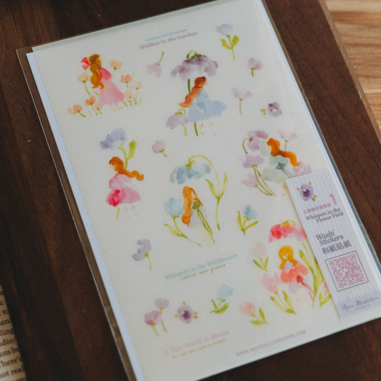 Meow Illustration Washi Sticker Sheet - Whispers in the Flower Field 1