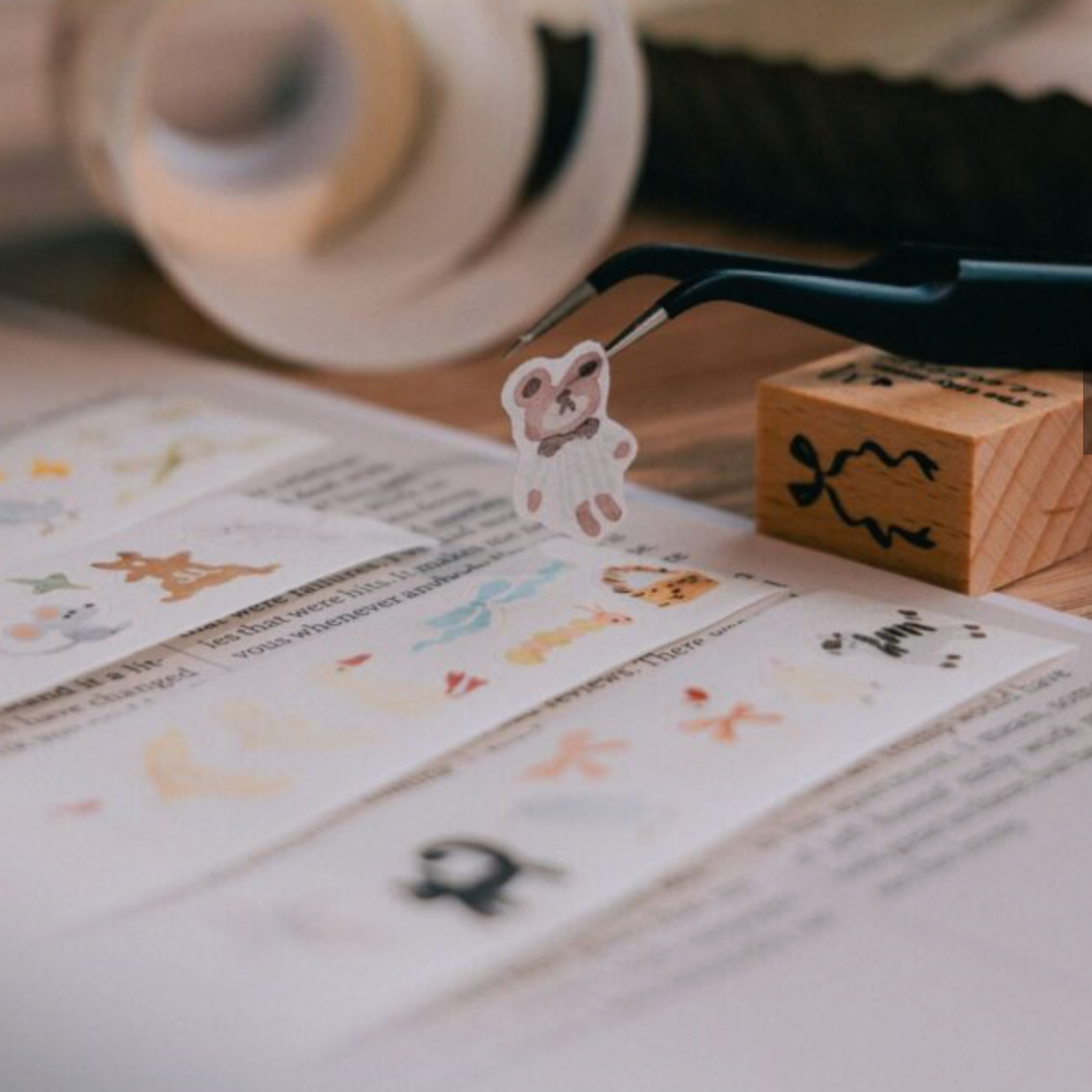 Meow Illustration Kiss-Cut Washi Tape - Sunny Corner of the Forest