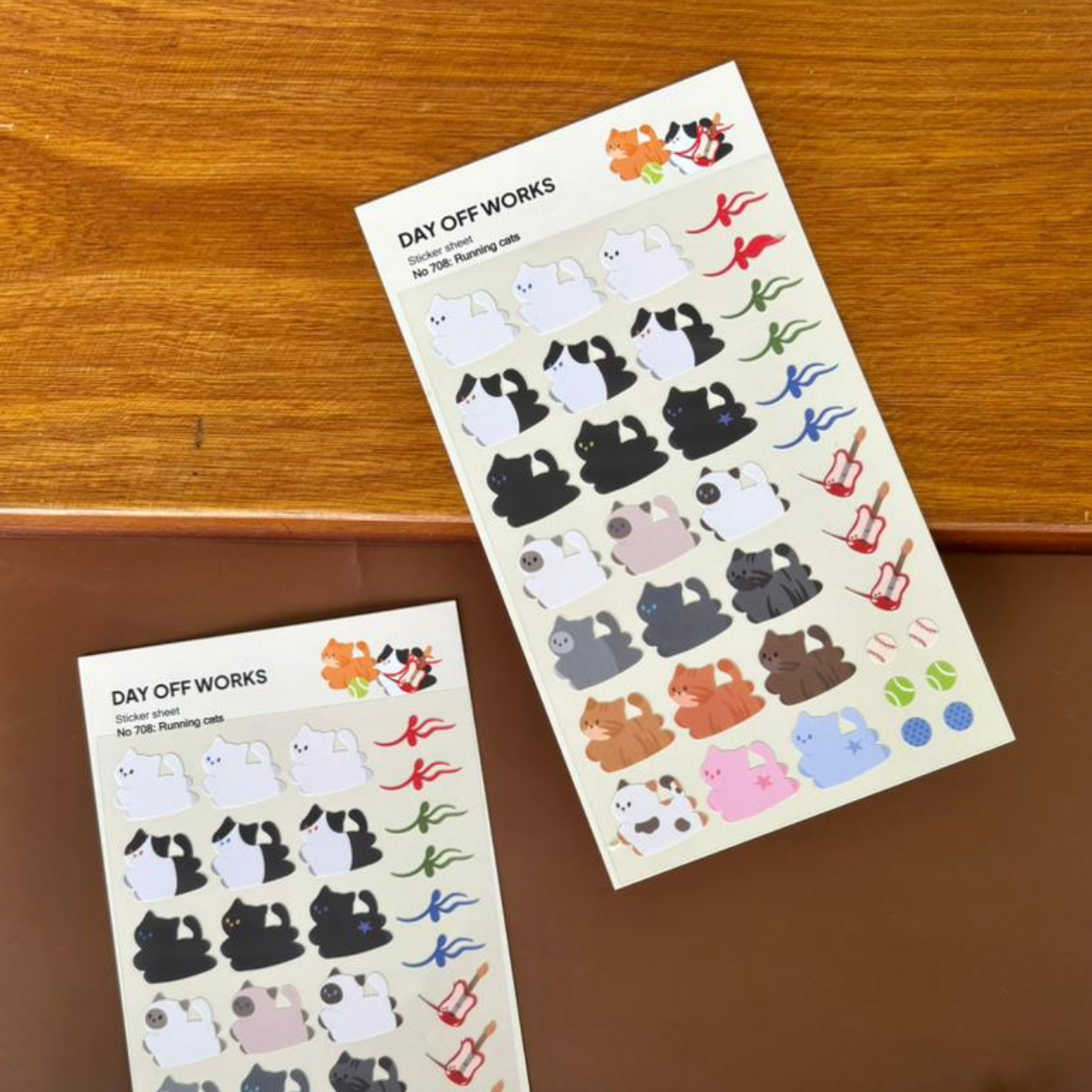 Day off Works PET Sticker Sheet - Running Cats