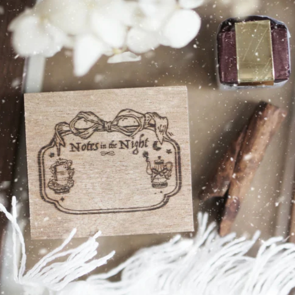Black Milk Project Notes in the Night Rubber Stamp - Ribbon Label