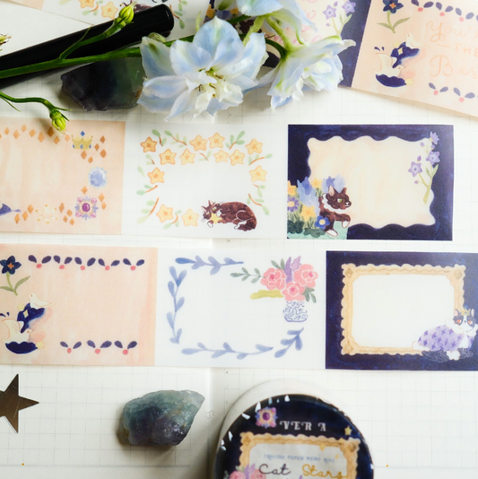 Teayou Tracing Paper Rolled Notes - Cat and Stars Version A