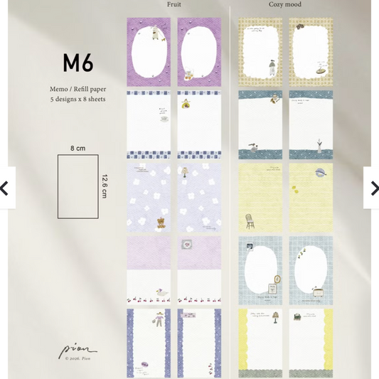 Pion Memo Paper - M5 and M6 sizes in two designs
