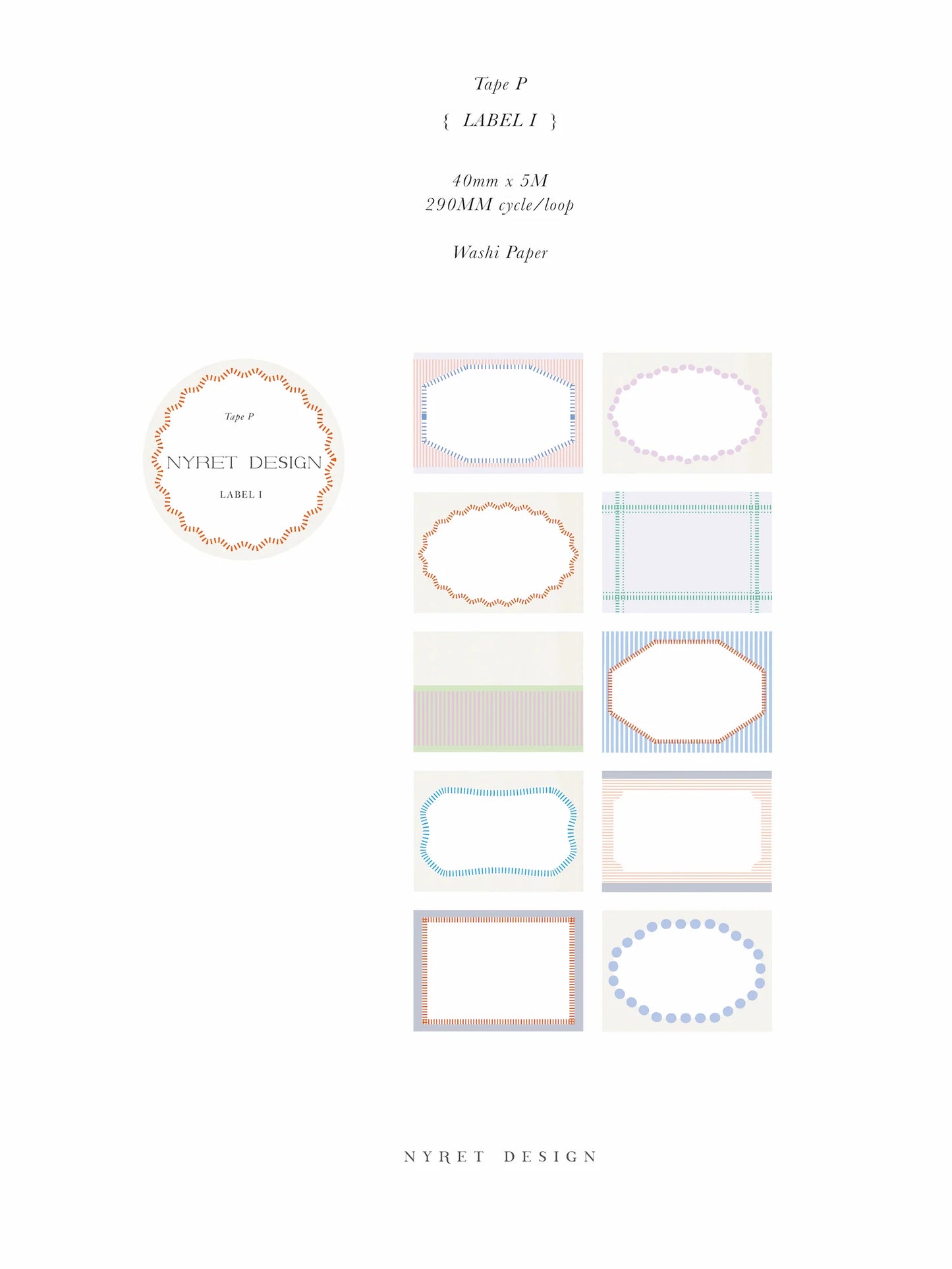 Nyret Design Kiss Cut Washi Tape - P Label I