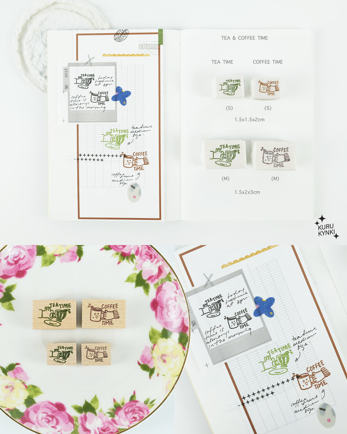 Kurukynki Rubber Stamps - Tea and Coffee Time (Small)