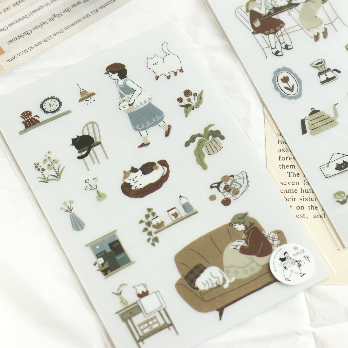 Teayou Transfer Stickers - Neko Cafe