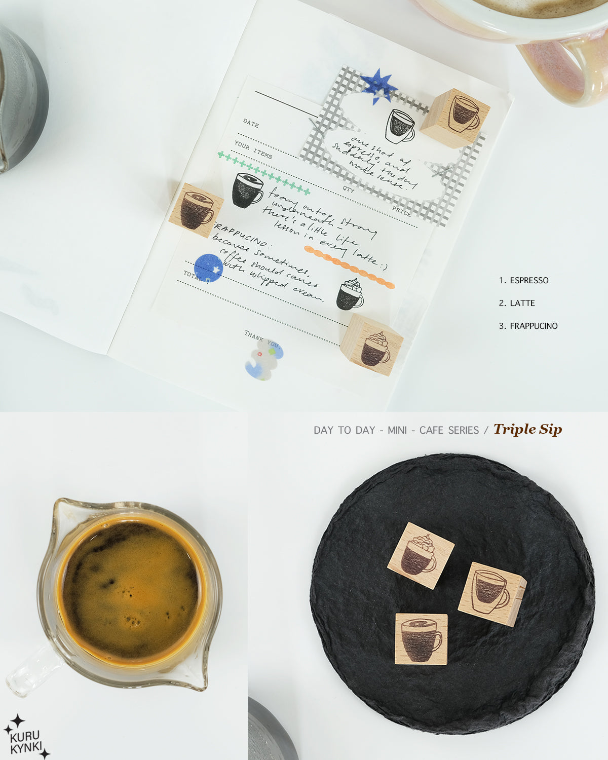 Kurukynki Day to Day Rubber Stamps - Mini Cafe Series