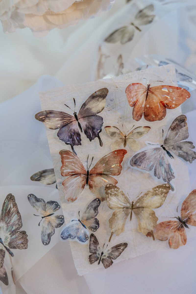 Meow Illustration PET Tape - Beautiful Butterflies with Iridescent Ink