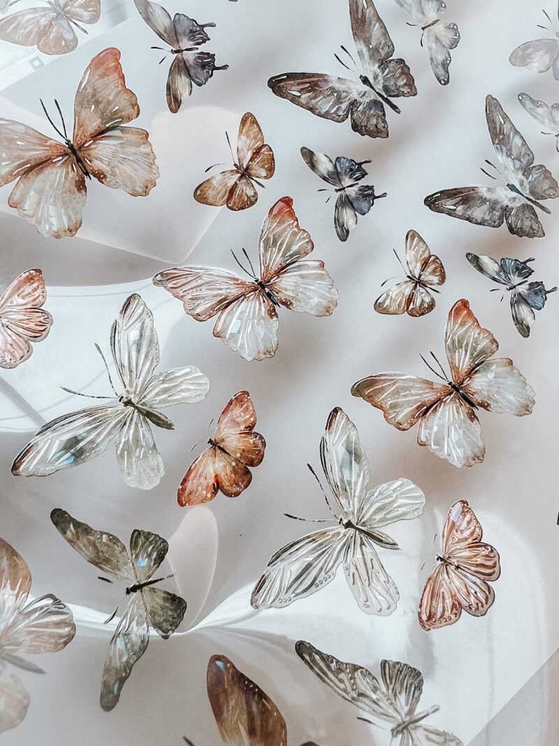 Meow Illustration PET Tape - Beautiful Butterflies with Iridescent Ink