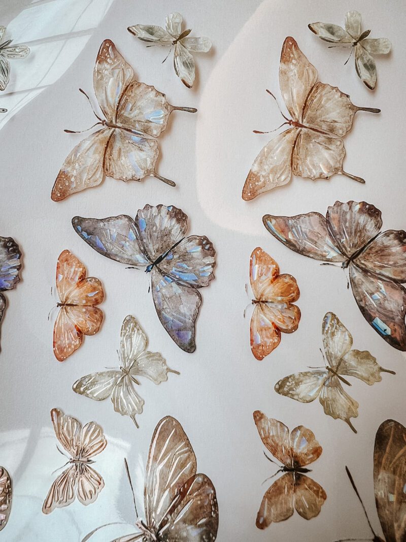 Meow Illustration PET Tape - Beautiful Butterflies with Iridescent Ink