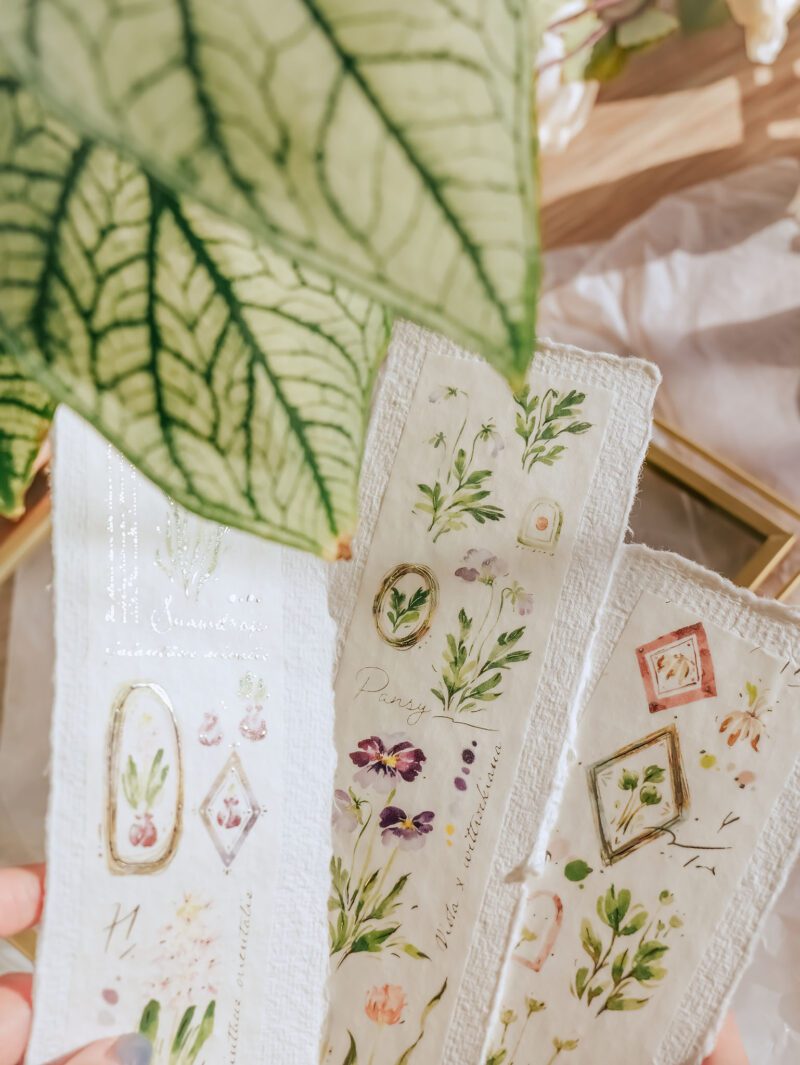 Meow Illustration Washi Tape - A Year of Blossom with Silver Foil (Spring)
