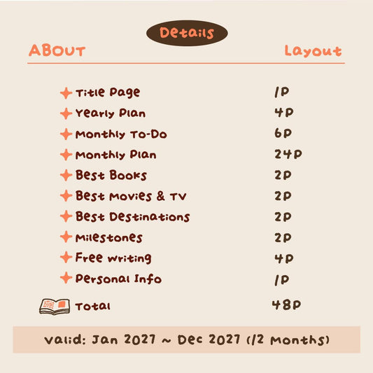 Rin! Studio The Little Things 2027 Monthly Planner Insert