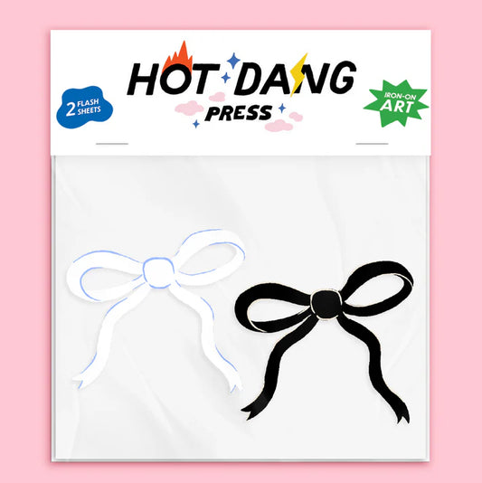 Hot Dang Press Iron-on Buddies - Black and White Bows