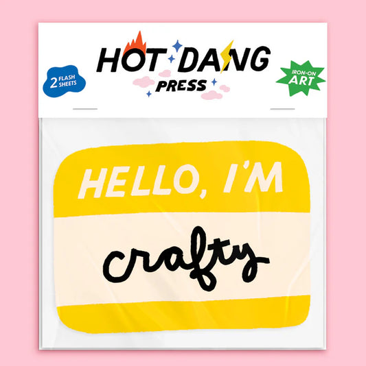 Hot Dang Press Iron-on Buddies - Hello I'm Crafty Name Tag