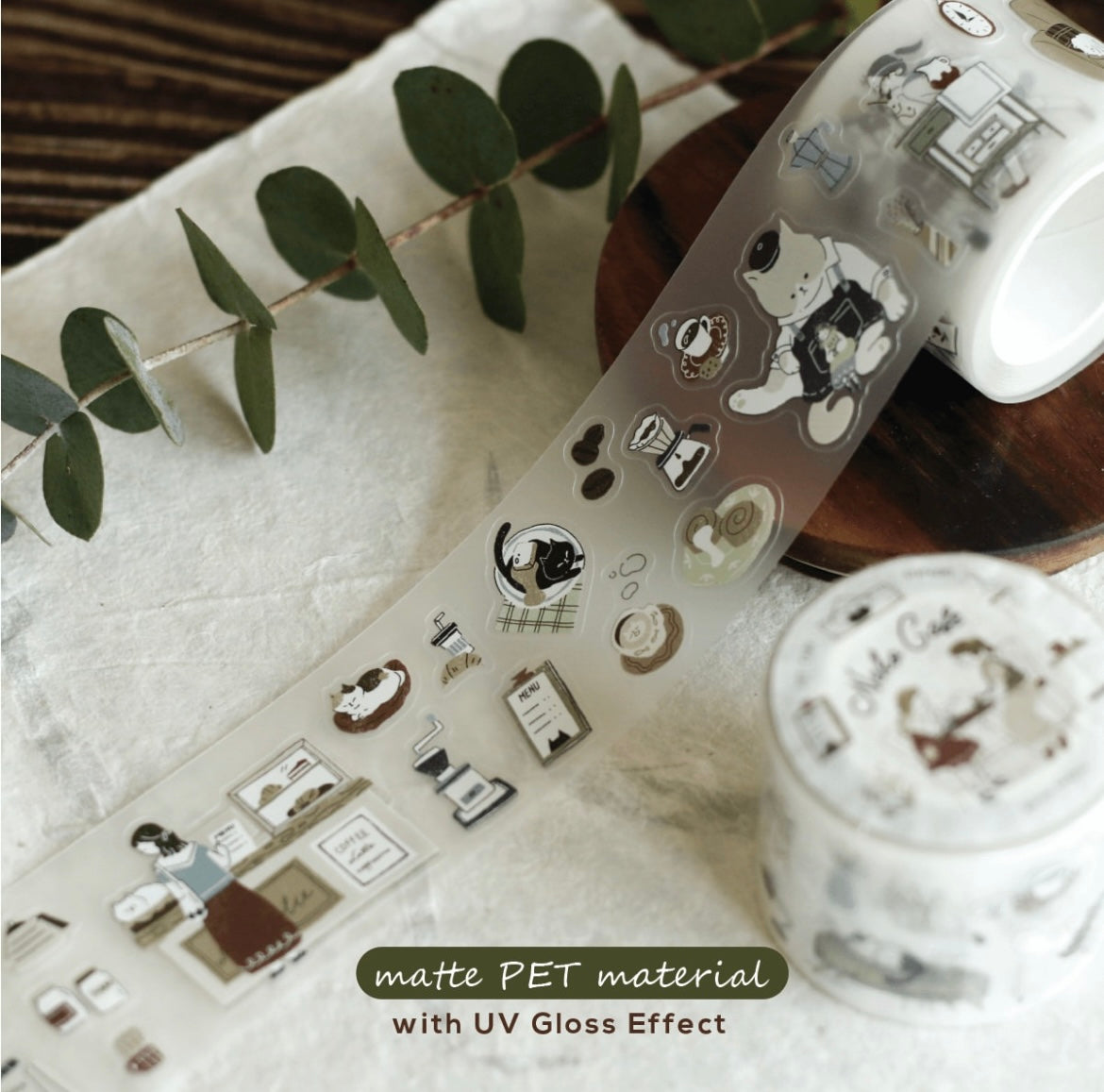 Teayou Kiss Cut PET Tape - Neko Cafe