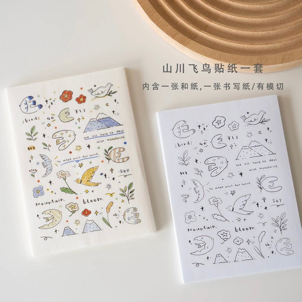 Orange Studio Kiss-Cut Sticker Sheets - Birds and Mountains