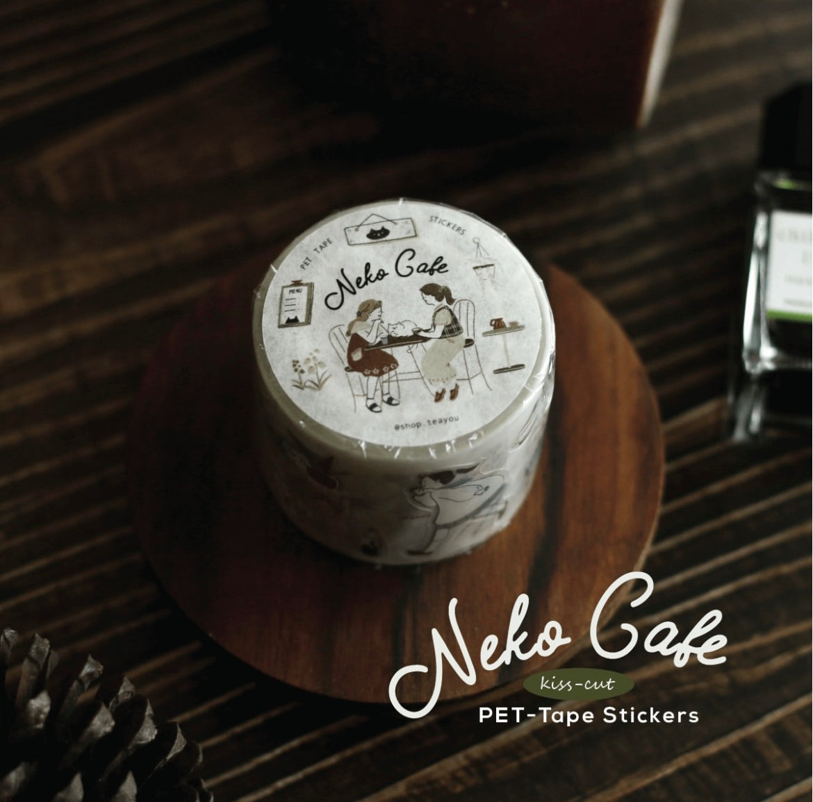 Teayou Kiss Cut PET Tape - Neko Cafe