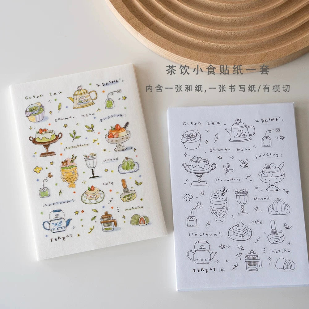 Orange Studio Kiss-Cut Sticker Sheets - Tea and Snacks