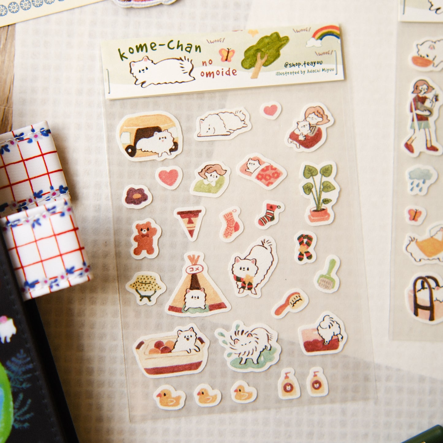 Teayou Art Paper Sticker Sheet - Kome-Chan (Bath)