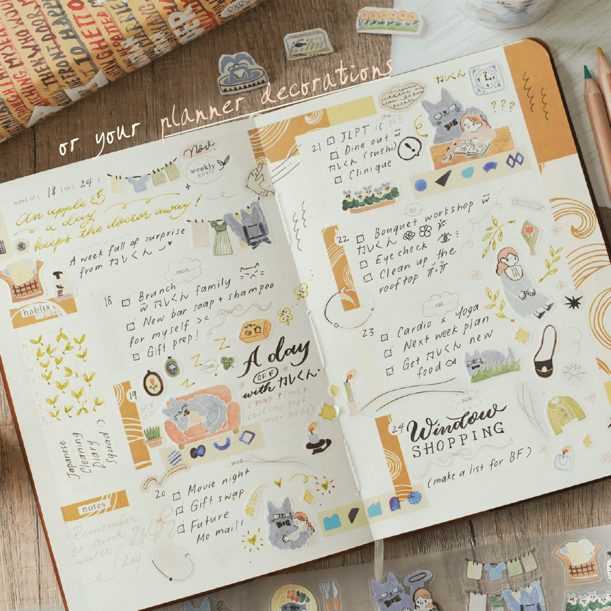Teayou Kiss Cut Washi Sticker Book - Neko Boyfriend