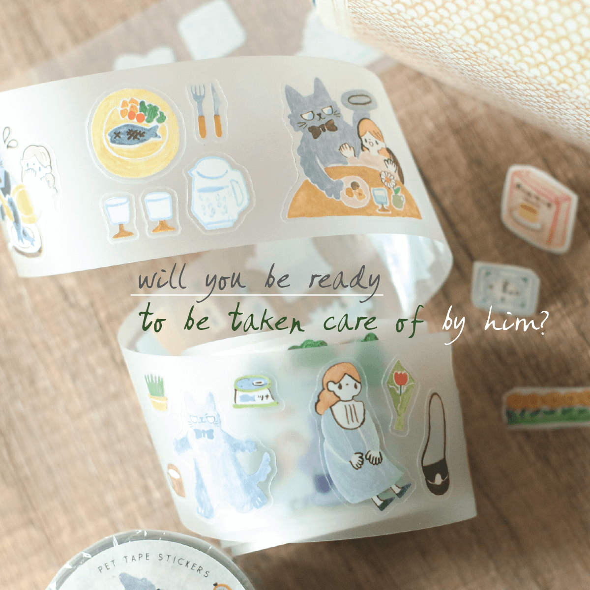 Teayou Kiss Cut PET Tape - Neko Boyfriend