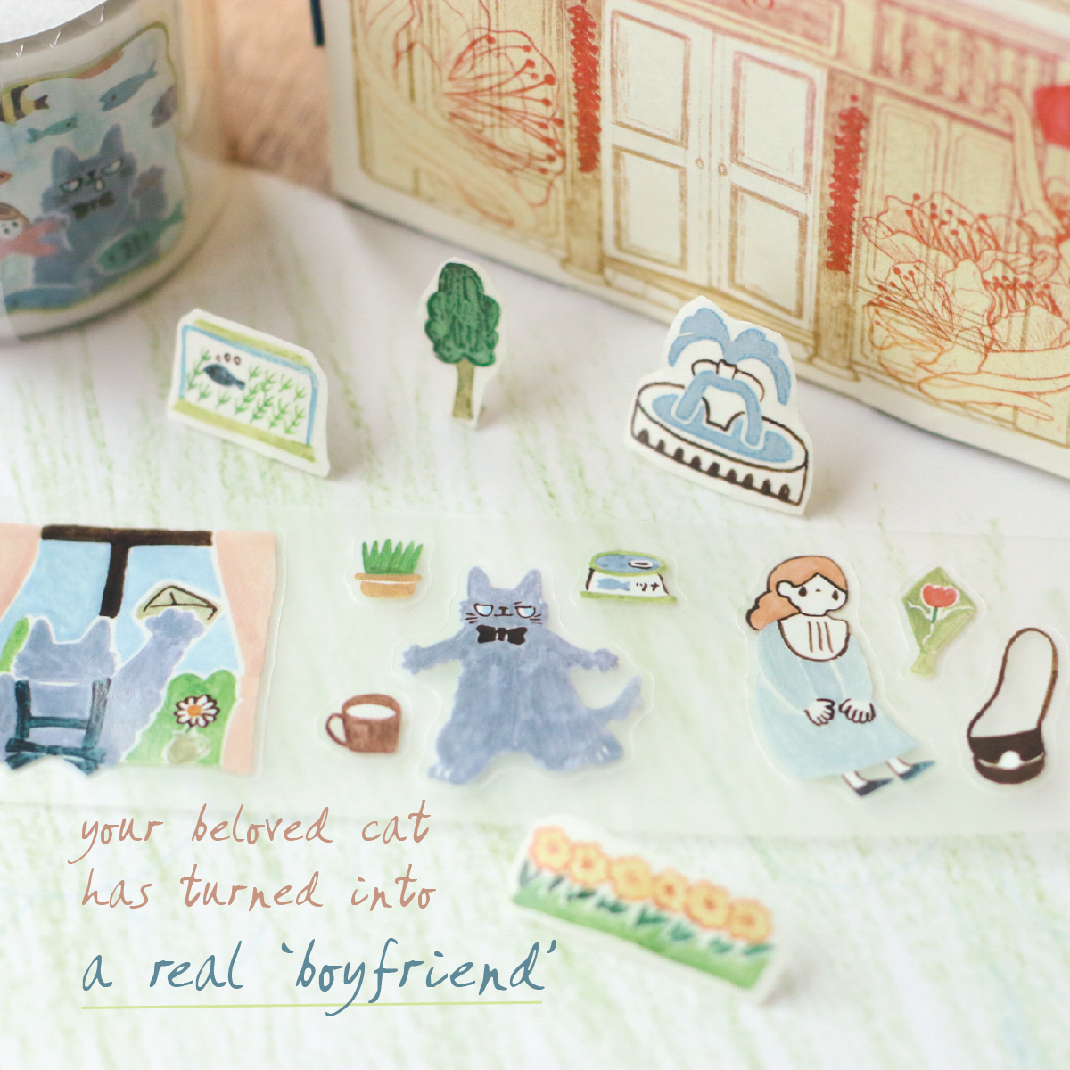 Teayou Kiss Cut PET Tape - Neko Boyfriend