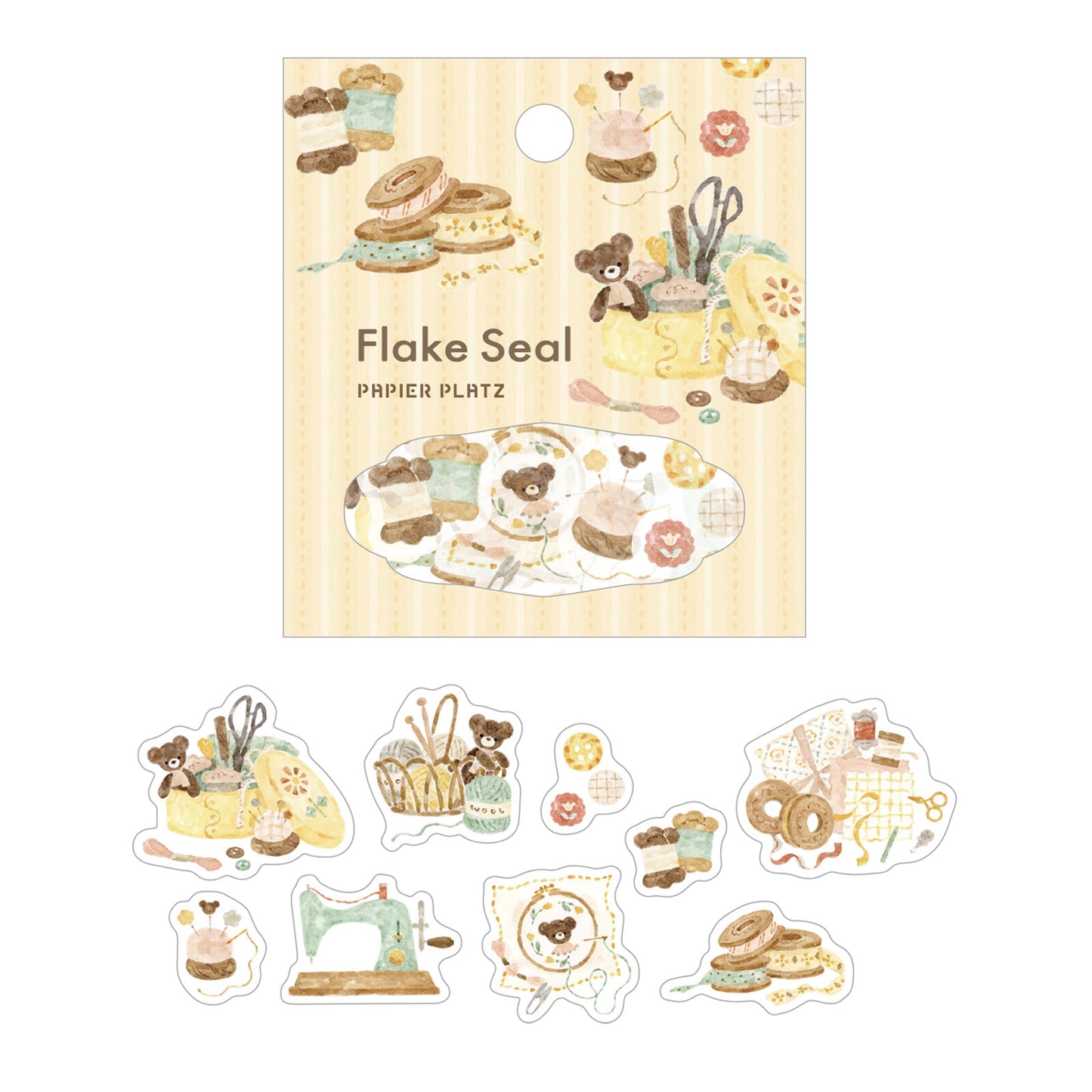 Papier Platz Nakauchi Waka Washi Sticker Flakes - Sewing Bears