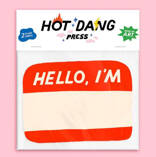 Hot Dang Press Iron-on Buddies - Hello I'm Blank Name Tag