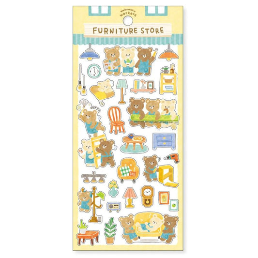 Mind Wave Wakuwaku Workers Sticker Sheet - Furniture Store