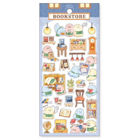 Mind Wave Wakuwaku Workers Sticker Sheet - Book Store