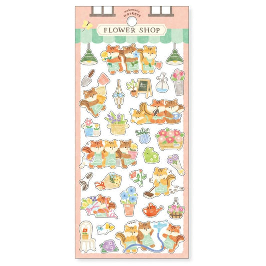 Mind Wave Wakuwaku Workers Sticker Sheet - Flower Shop
