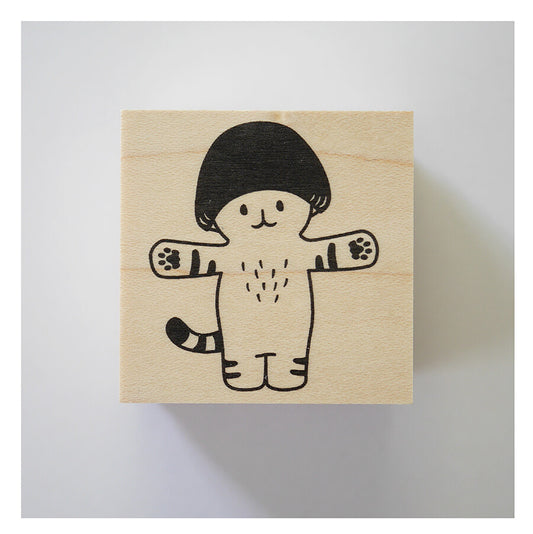 4legs Mushroom Cat Rubber Stamp - Hug