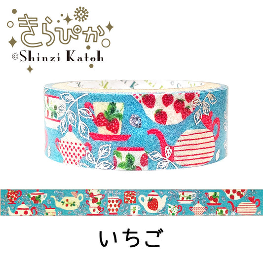 SHINZI KATOH Washi Tape with Foiling- Strawberry Tea Party
