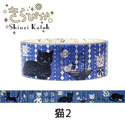 SHINZI KATOH Washi Tape with Foiling- Cats